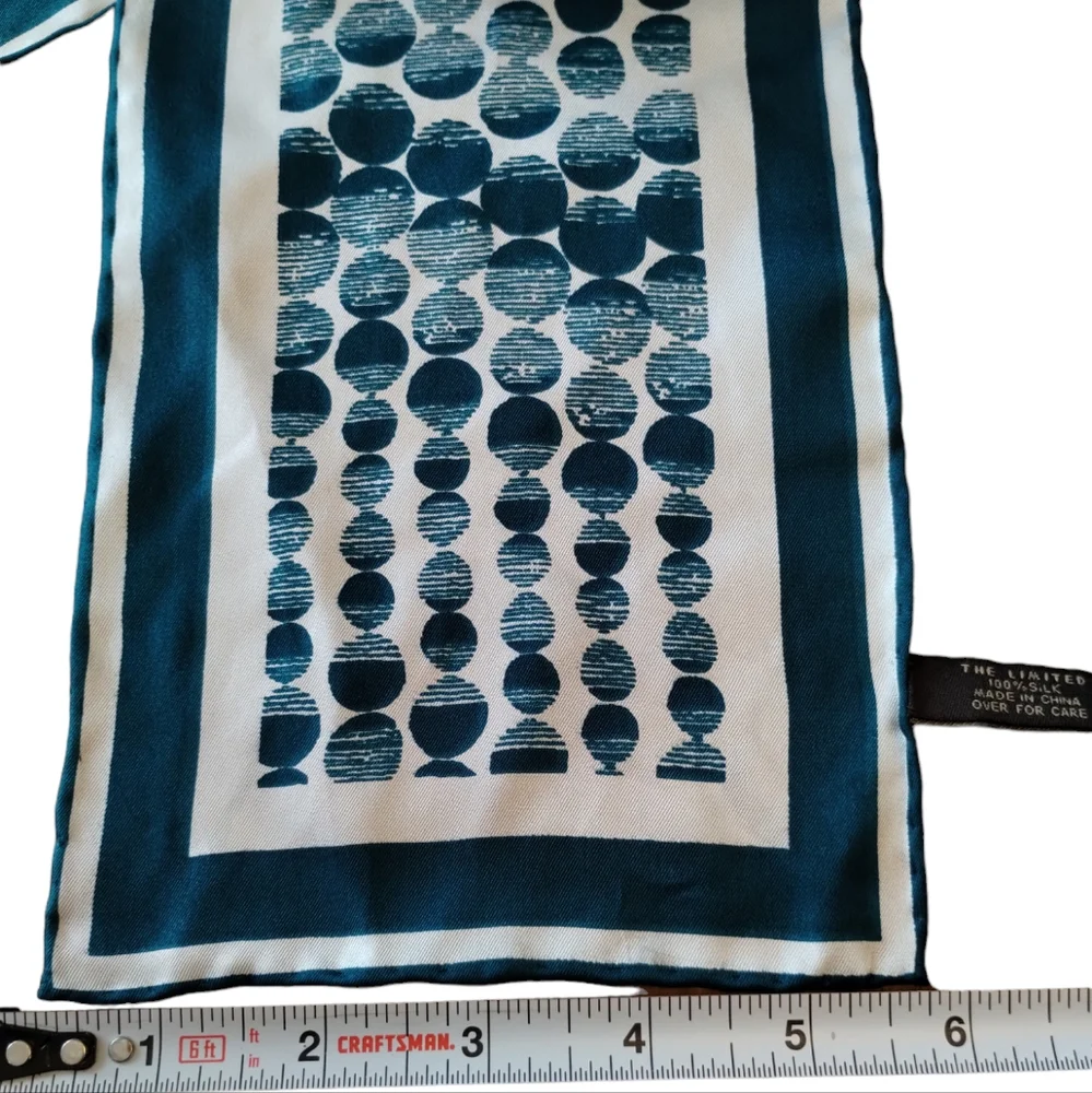 100% SILK Scarf The Limited Jewel Toned Green Circles Polka Dot